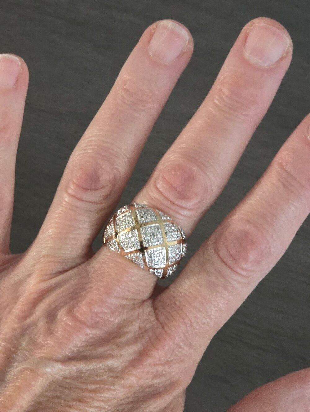 ROSS SIMONS Gold And 925 Sterling Diamond Accent Dome Ring Size 9.5